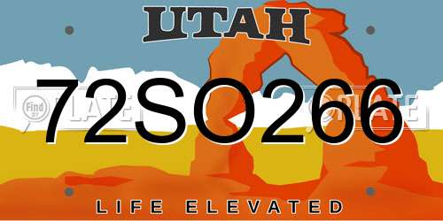 72SO266 Utah License Plate