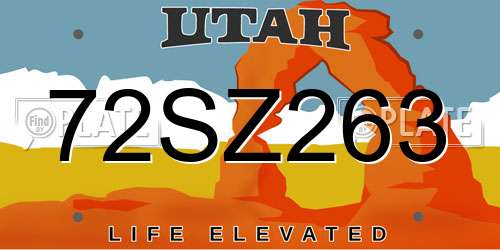 72SZ263 Utah License Plate