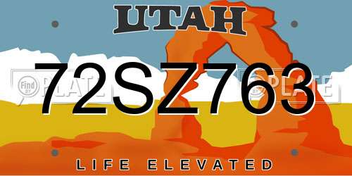 72SZ763 Utah License Plate