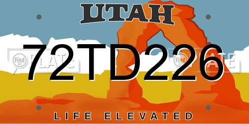 72TD226 Utah License Plate