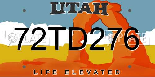 72TD276 Utah License Plate