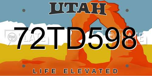 72TD598 Utah License Plate