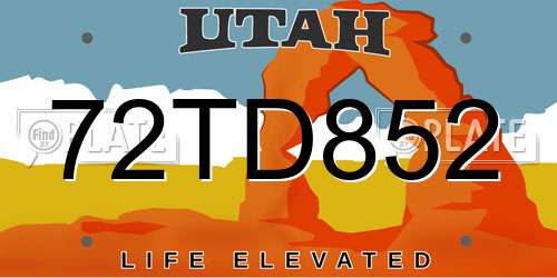72TD852 Utah License Plate