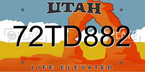 72TD882 Utah License Plate