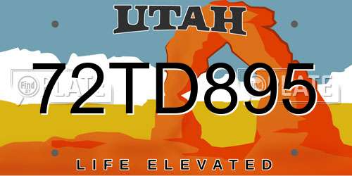 72TD895 Utah License Plate
