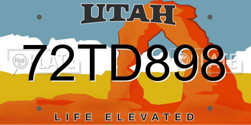 72TD898 Utah License Plate