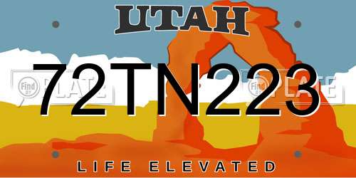 72TN223 Utah License Plate