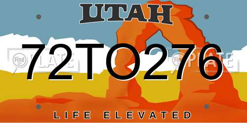 72TO276 Utah License Plate