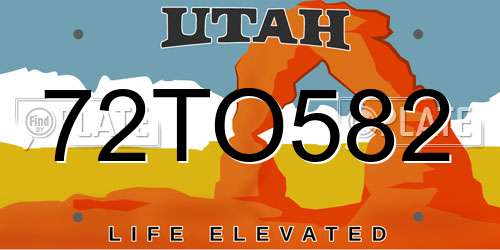 72TO582 Utah License Plate