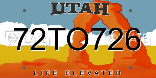 72TO726 Utah License Plate