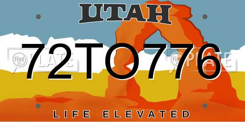 72TO776 Utah License Plate