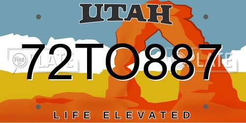 72TO887 Utah License Plate