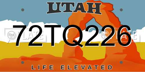 72TQ226 Utah License Plate