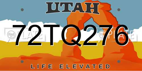 72TQ276 Utah License Plate