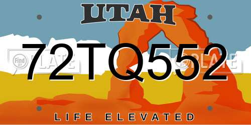 72TQ552 Utah License Plate