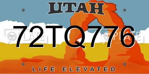72TQ776 Utah License Plate