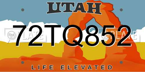72TQ852 Utah License Plate