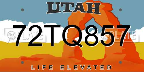 72TQ857 Utah License Plate