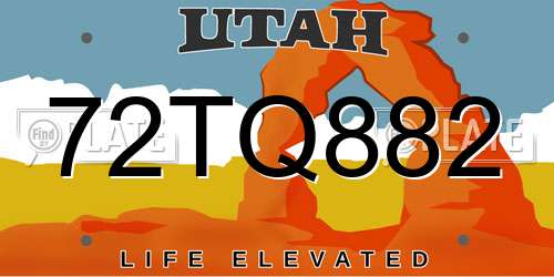 72TQ882 Utah License Plate