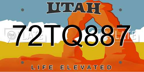 72TQ887 Utah License Plate