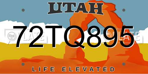 72TQ895 Utah License Plate