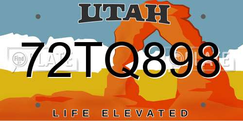 72TQ898 Utah License Plate