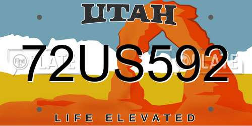 72US592 Utah License Plate
