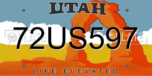 72US597 Utah License Plate