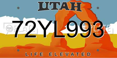 72YL993 Utah License Plate