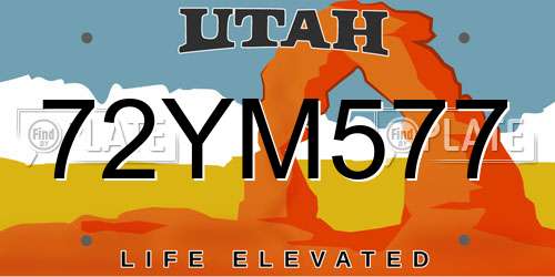 72YM577 Utah License Plate