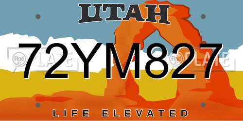 72YM827 Utah License Plate