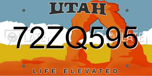 72ZQ595 Utah License Plate