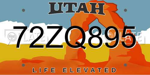 72ZQ895 Utah License Plate