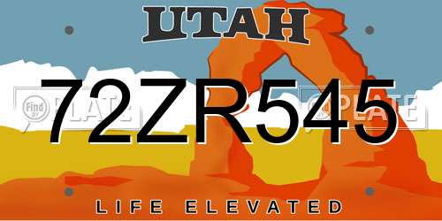 72ZR545 Utah License Plate