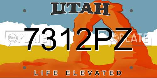 7312PZ Utah License Plate