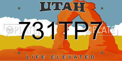 731TP7 Utah License Plate
