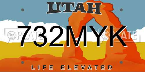 732MYK Utah License Plate