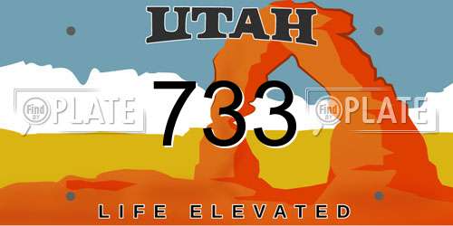 733 Utah License Plate