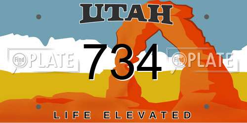 734 Utah License Plate