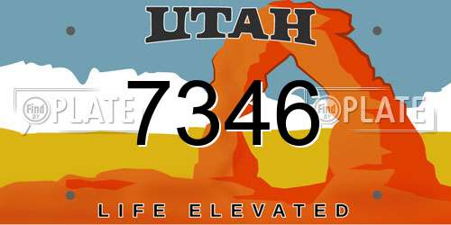 7346 Utah License Plate