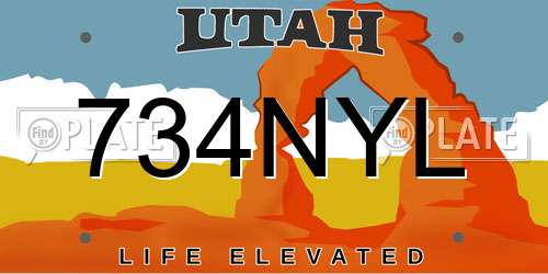 734NYL Utah License Plate