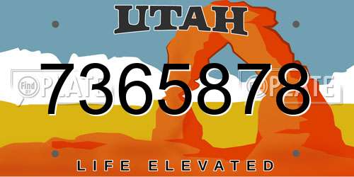 7365878 Utah License Plate