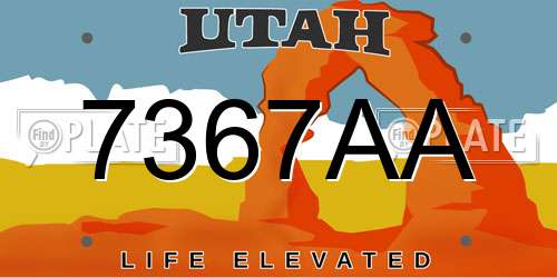 7367AA Utah License Plate