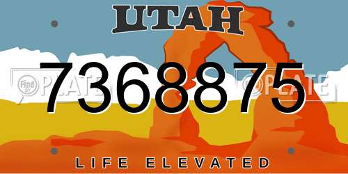 7368875 Utah License Plate