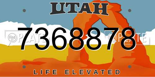 7368878 Utah License Plate