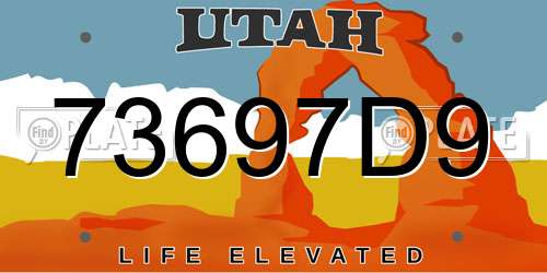 73697D9 Utah License Plate