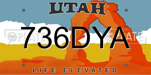 736DYA Utah License Plate
