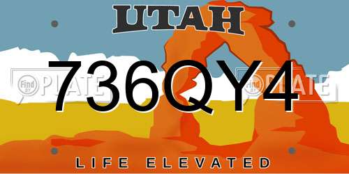 736QY4 Utah License Plate
