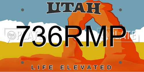 736RMP Utah License Plate