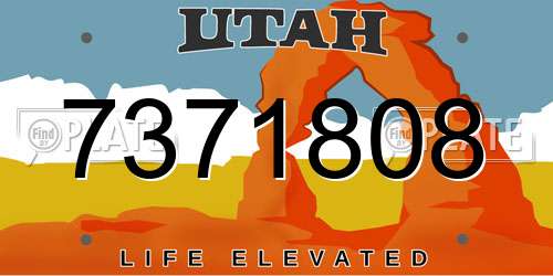 7371808 Utah License Plate